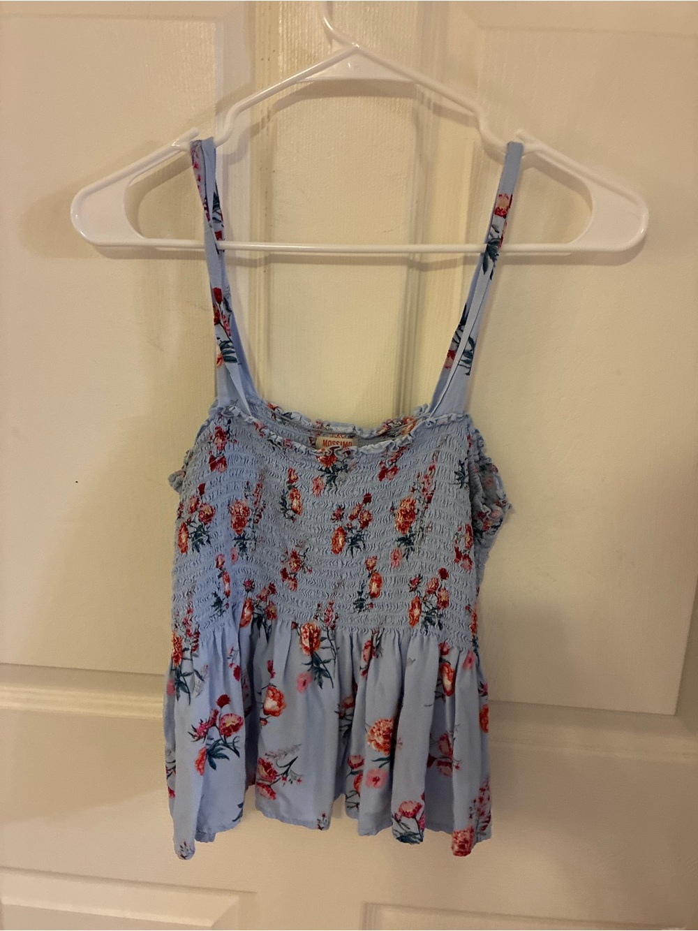 Mossimo Supply Co. Light Blue Floral Smocked Tank